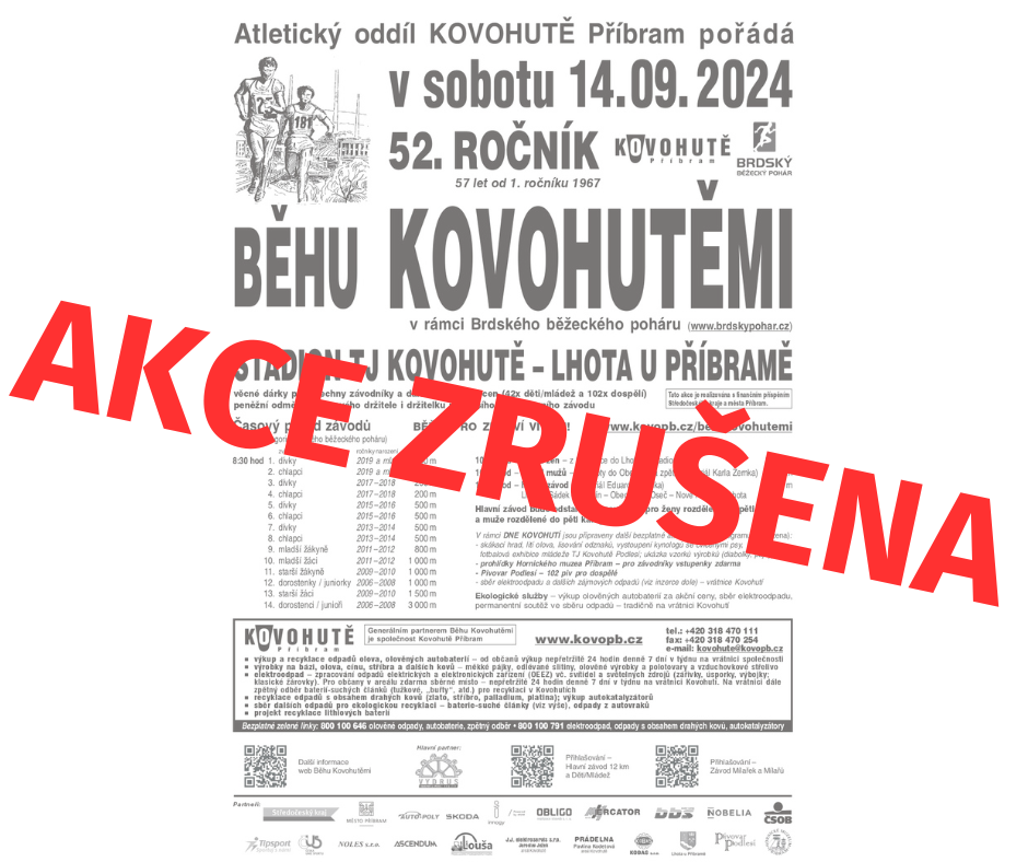 Běh Kovohutěmi 2024 zrušen